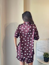 White hearts Satin Pyjama Short Set